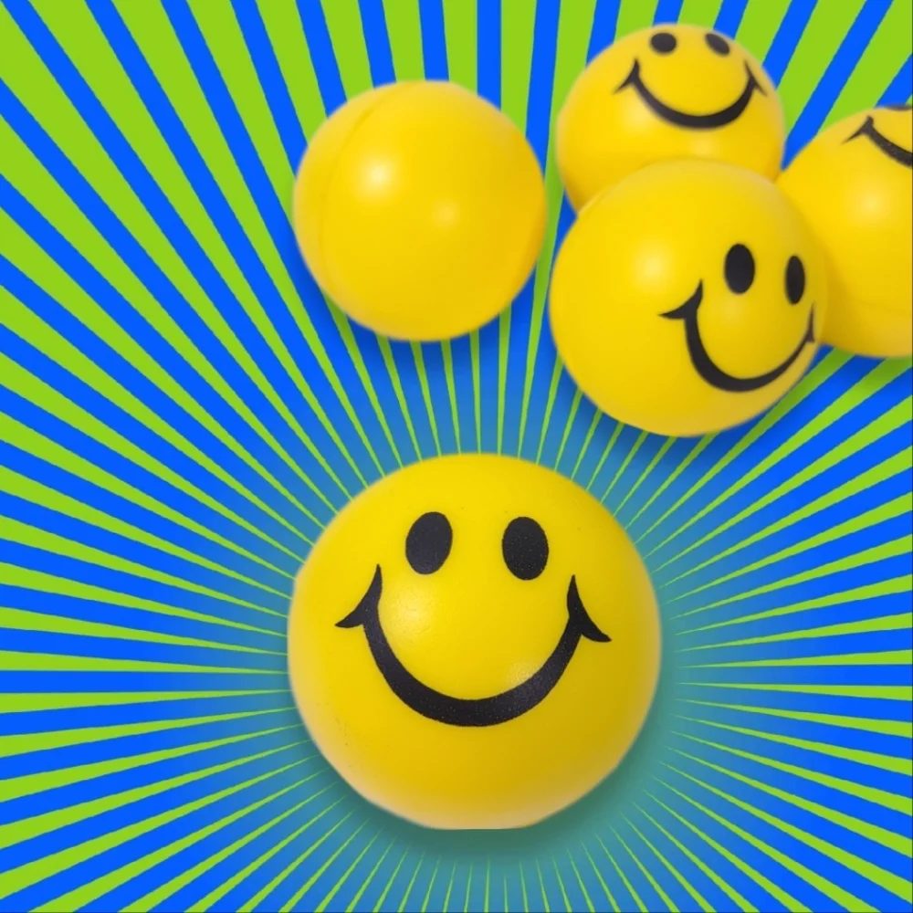 🌹Stress Ball Kids Adults Fidget Toy Tension Anxiety Reliever Smiley Face Yellow